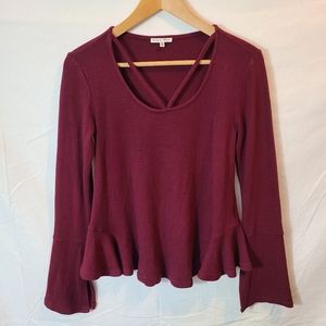 Black Swan Long Sleeve Burgundy Blouse